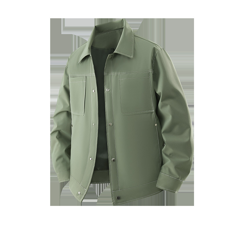 Men's Breathable Waterproof Workwear Shirt Jacket Stand Collar_voghion.com