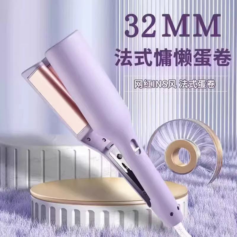 エッグロールヘアアイロン 32mm 大型カール ケーキウールプレスプレート ショートヘア ウォーターウェーブ 長持ちスタイリング 髪を傷めず、ヘアケアを実現|undefined