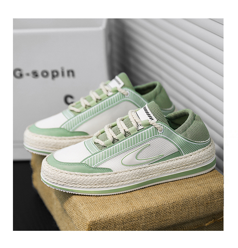 Scarpe da uomo autunnali Nuove scarpe sportive in mesh Un pedale Scarpe da marea intrecciate in paglia a doppio scopo con fondo spesso Scarpe casual da studente traspiranti da uomo_voghion.com
