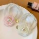 Black and White Camellia Pearl Hair Ring Girl's Bracelet Two-Wear Small Fresh Flower Hair Rope High-Grade Hair Rope Women's Hair Rope