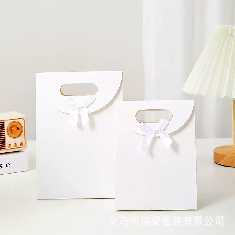 翻盖礼品袋封口魔术贴礼物包装袋伴手礼手提袋感纯色牛皮纸袋