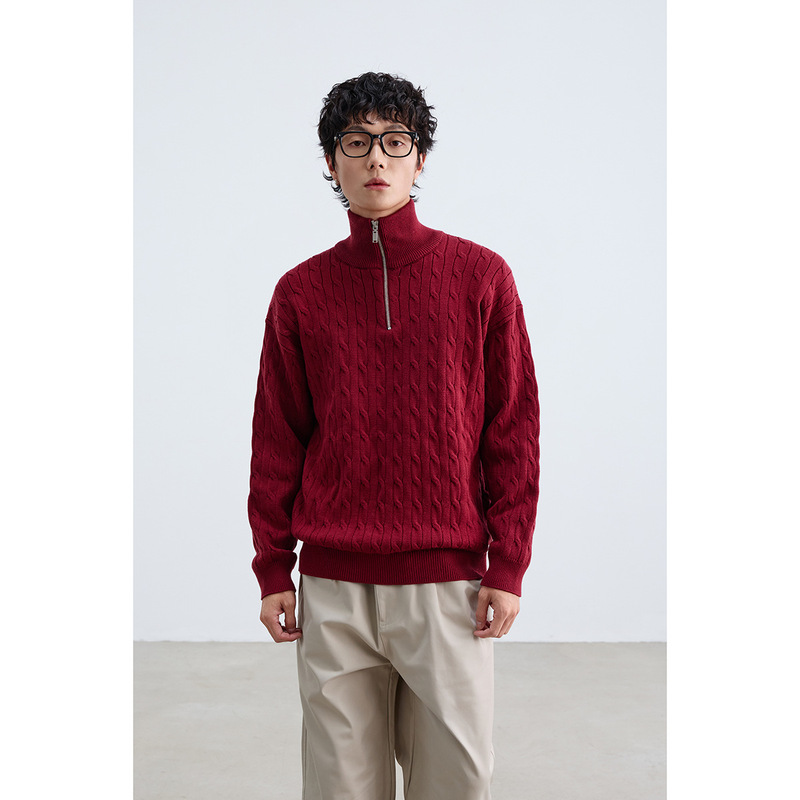ANSWER ME高级感复古立领慵懒风毛衣男女显瘦情侣款秋冬针织衫M39|undefined