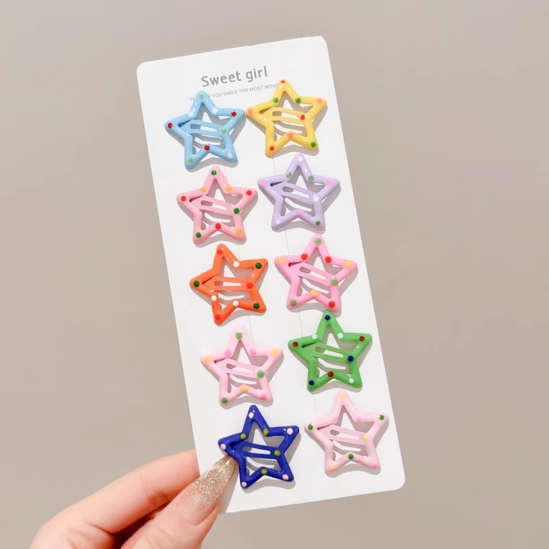 Horquilla de estrella de color dopamina 2025 nueva horquilla de gota de agua de nube para niños flequillo lateral bb clip tocado