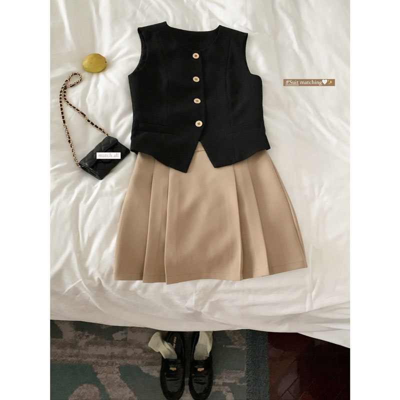 [Berkeley Gold] Chaleco de traje negro con cuello en V verano de las mujeres nuevo chaleco sin mangas superior X6755 image 2