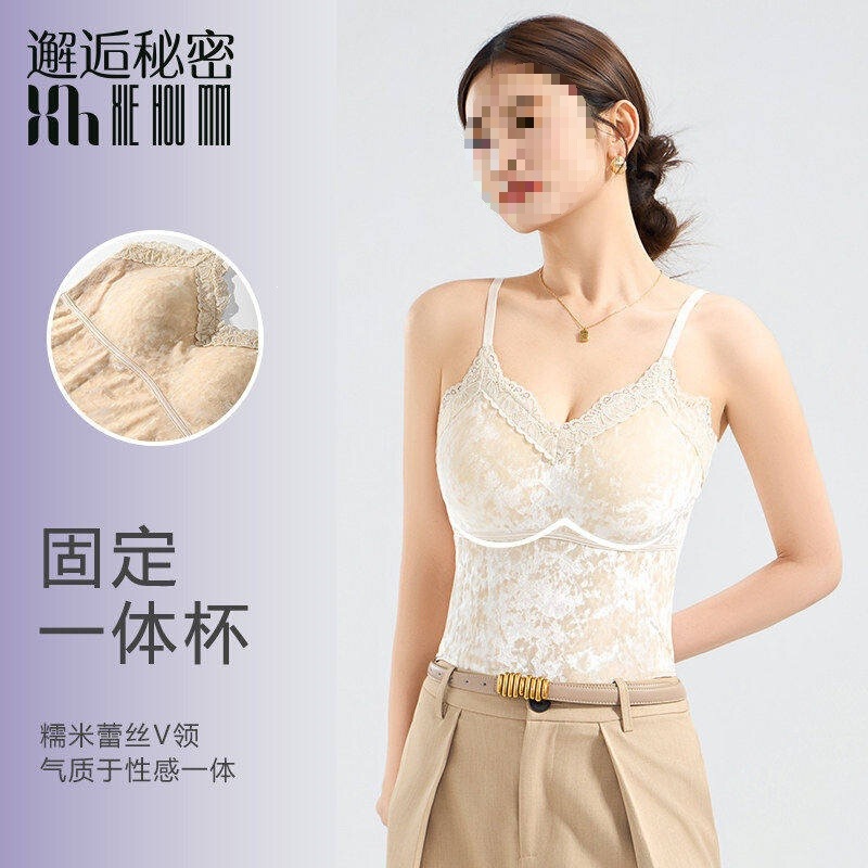 Encounter the Secret of Summer Coolness: Breathable Mint Fresh Lace Camisole Velvet New Chinese-Style Vest with Beautiful Back Design for Outerwear Encounter the Secret of Summer Coolness: Breathable Mint Fresh Lace Camisole Velvet New Chinese-Style Vest with Beautiful Back Design for Outerwear