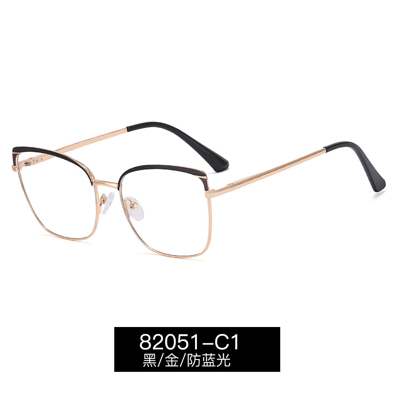 82051 artístico retro gafas de miopía marco hombres y mujeres gafas lisas caja de metal anti-azul gafas de luz con gafas de miopía