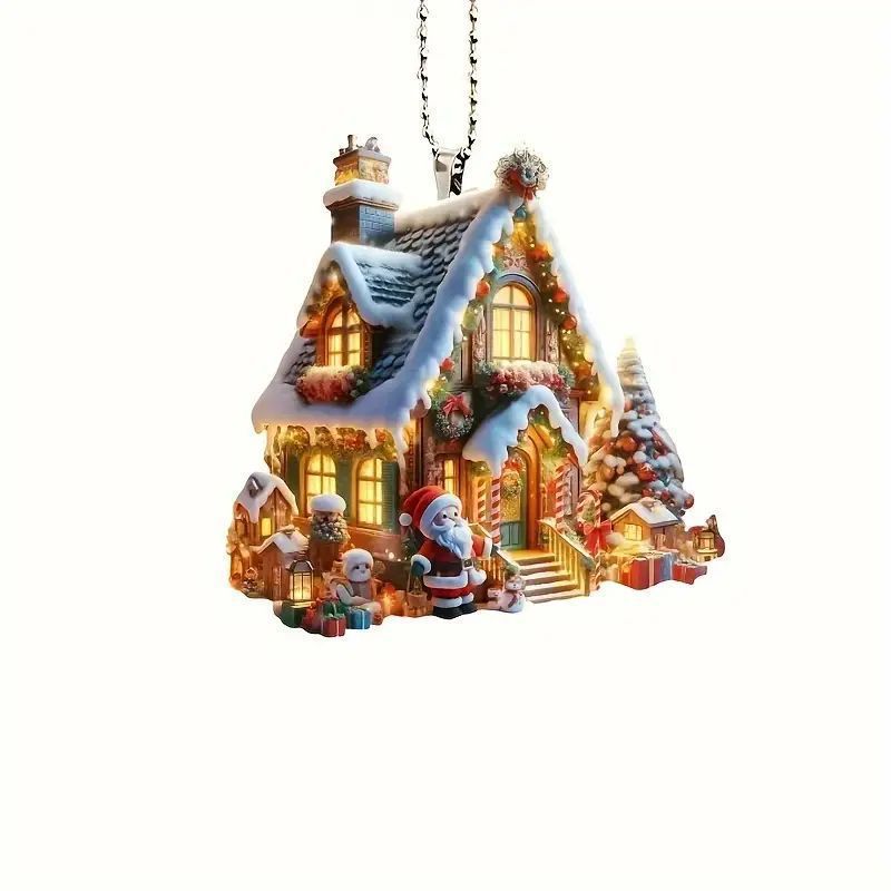 Nuevos productos transfronterizos creativos árbol de Navidad Papá Noel acrílico colgante artesanía automóvil decoración para el hogar image 6