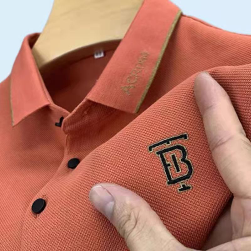 Camiseta de manga corta de los hombres de verano solapa bordada más el tamaño de la camisa de polo joven y de mediana edad de negocios casual de comercio exterior de los hombres top