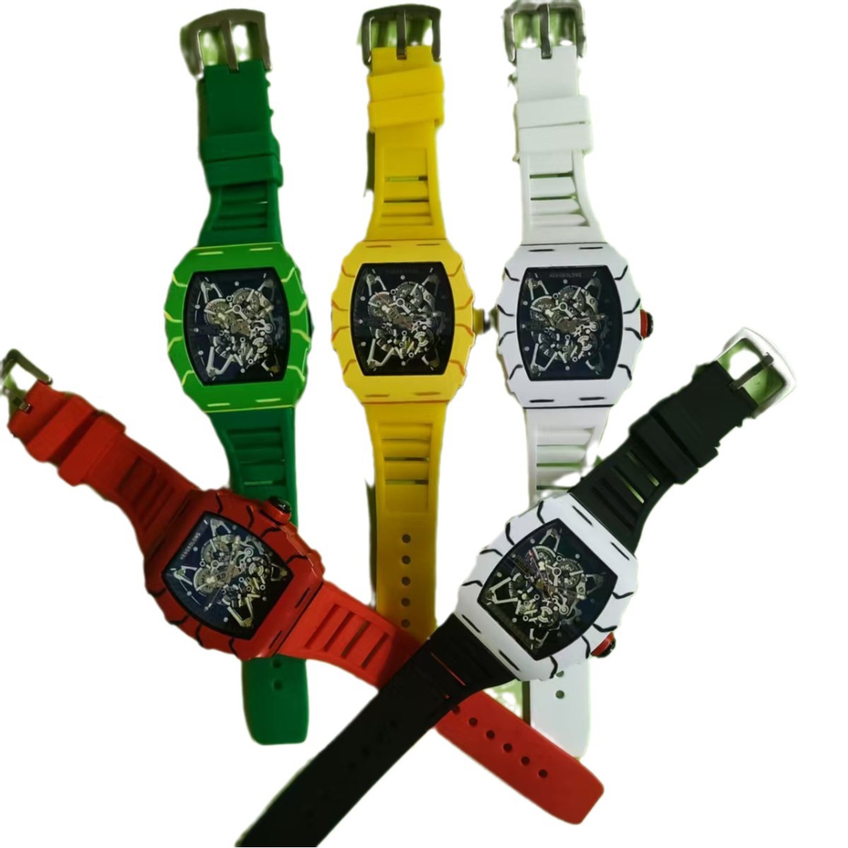 새로운 유행 대외 무역 남자 세 손 석영 시계 통 모양의 중공 모조 세라믹 유럽과 미국의 스포츠 달력 시계