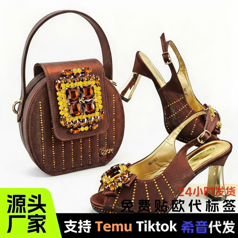 Ultra-High Heel Women's Open-Toe High-Heeled Sandals with Exquisite Diamond Buckle Decoration, European and American Cross-Border Women's Shoes and Bags Supply