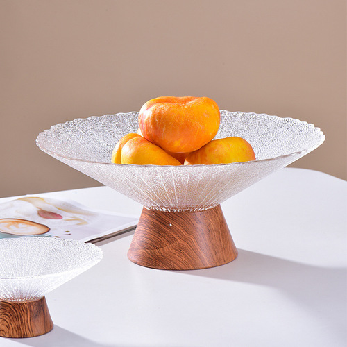 Light luxury fruit plate ornaments modern home living room coffee table snack glass tray Nordic style crystal glass fruit bowl