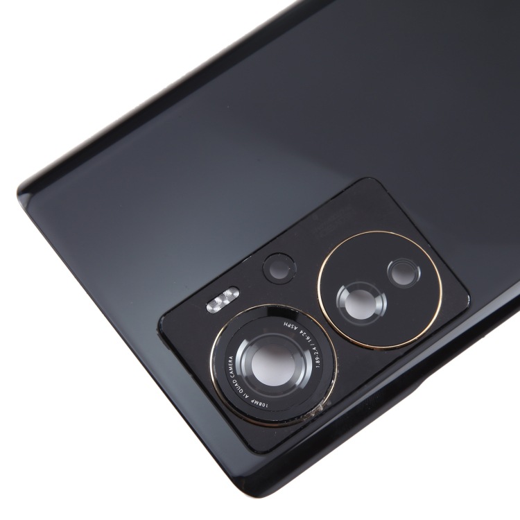 Aplicable a ZTE Axon 40 Pro cubierta trasera de batería de vidrio brillante con anillo de fase (color: negro)