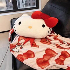 かわいいホームハローキティツーインワンフランネル枕ぬいぐるみエアコンブランケット昼寝ブランケット車のクッション