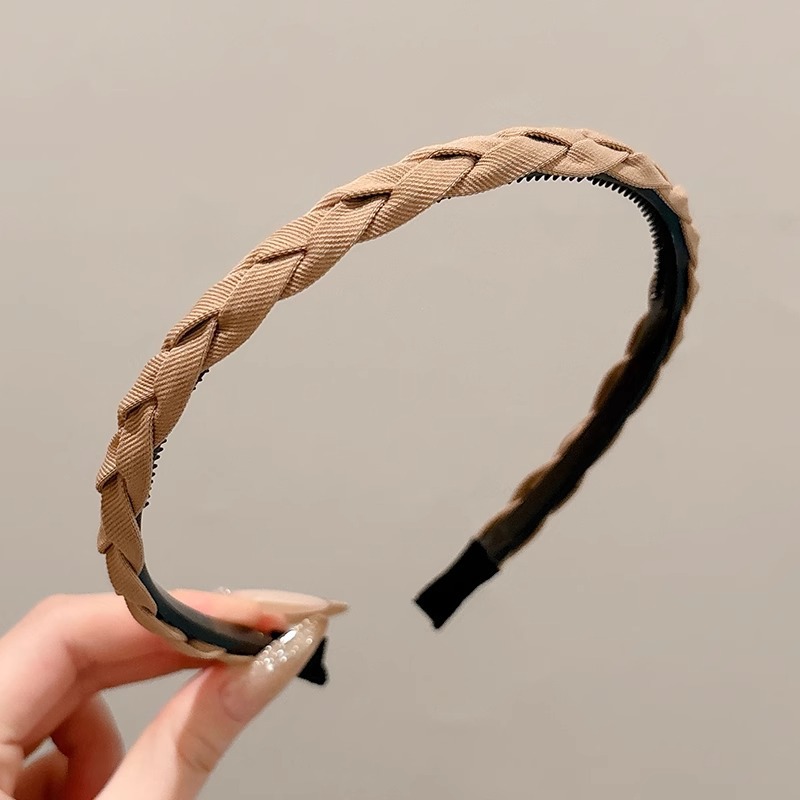 Cerebral alto trenzado banda de cabello mujer 2025 nuevo lavar la cara banda de cabeza dientes antideslizante presión tarjeta de cabello simple cabello tocado