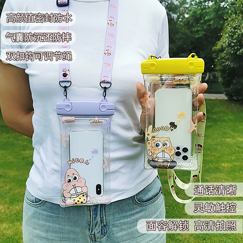 Можно носить мобильный телефон водонепроницаемый мешок подушки безопасности мультяшный водолазный чехол прозрачный сенсорный экран для плавания на пляже дрейфующих уплотнений оптом