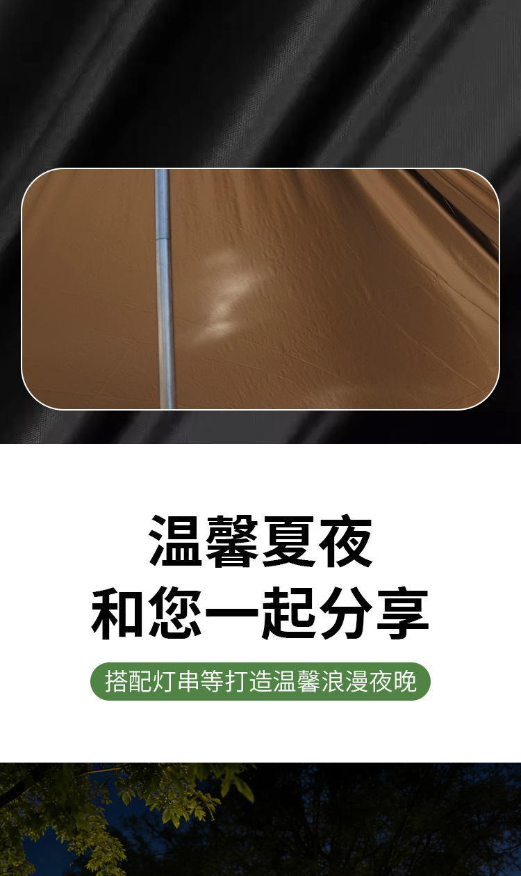 Cross-Border Camping Canopy, Thickened Sun Protection Outdoor Sunshade, Black Rubber Canopy Wholesale, Camping Rainproof Hexagonal Square Canopy