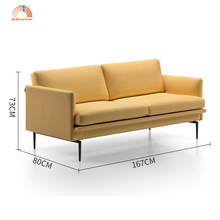 意式轻奢小户型沙发超软海绵现代办公室客厅直排双人位皮艺沙发