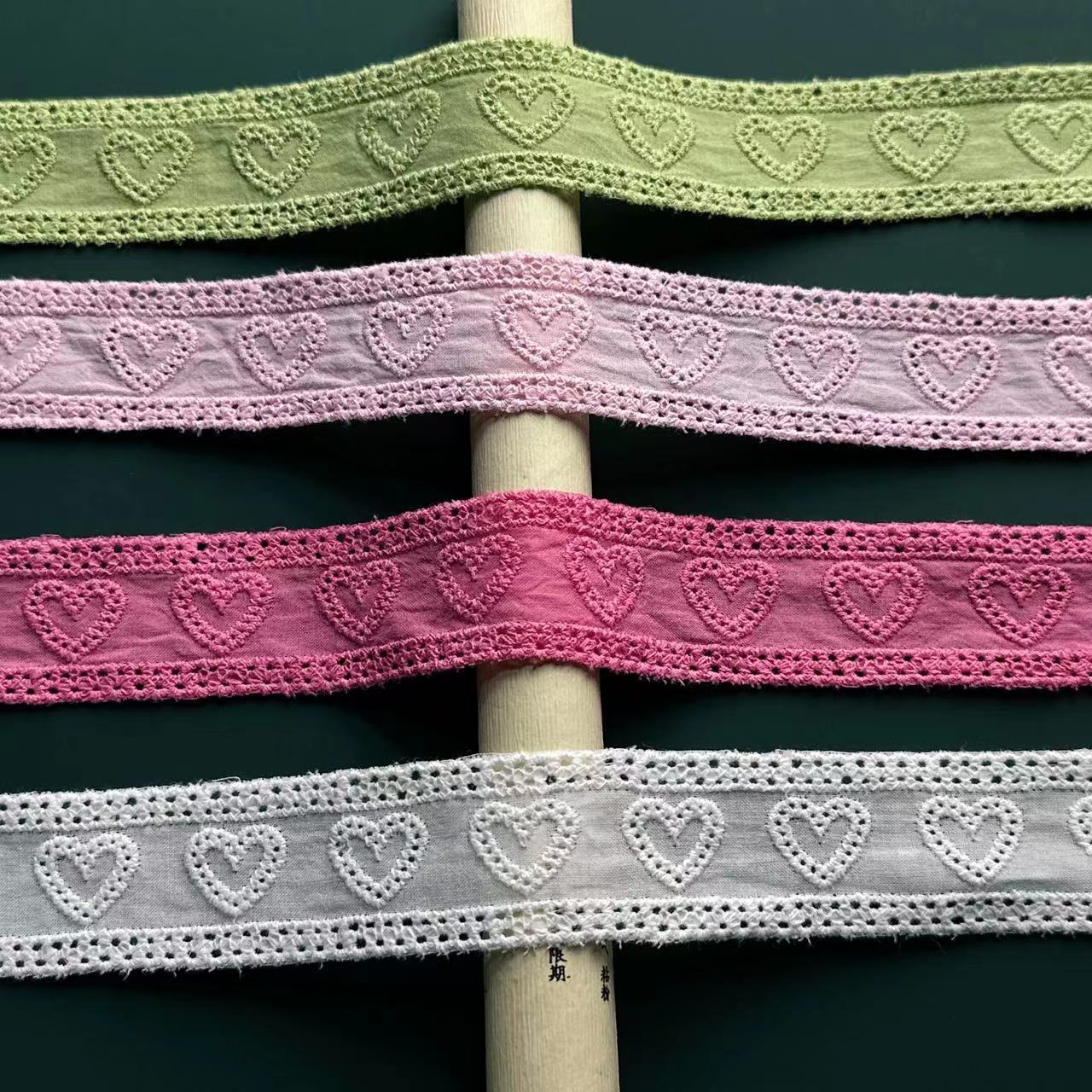 Bulk Lolita double-sided embroidery, heart cotton fabric edge, garment accessories DIY handmade accessories lace