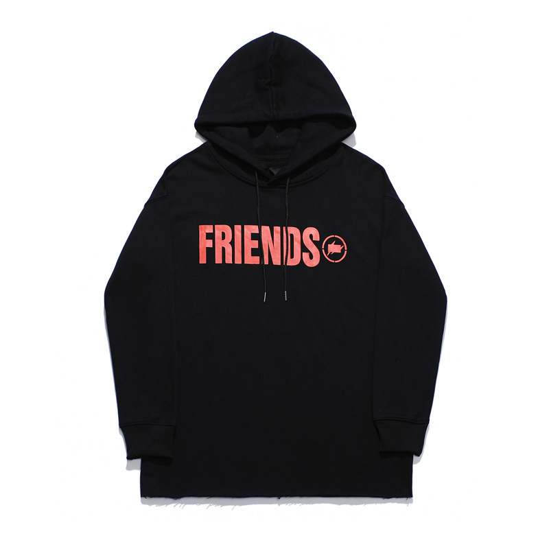 New VLONE FRAGMENT Big V lightning hem destroyed shirt hat men's and women's same hooded sweater