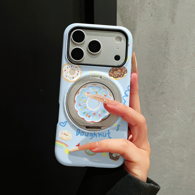 Blue donut film case phone cover with 360-degree rotating stand suitable for Huawei, Oppo, Xiaomi, Vivo, Apple 17