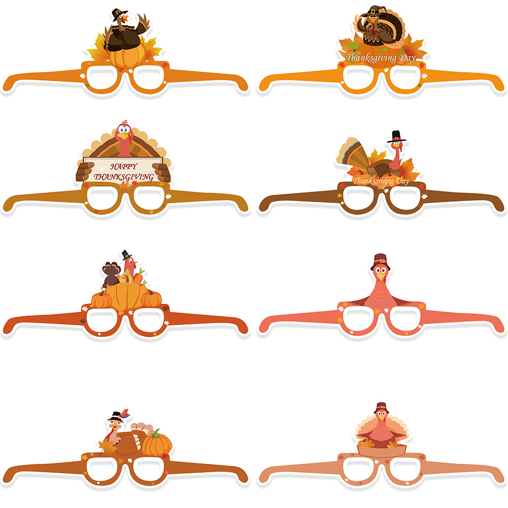 Transfronterizo nuevo papel gafas de acción de gracias accesorios de fotos accesorios de decoración de fiesta de vacaciones calabaza pavo gafas marco