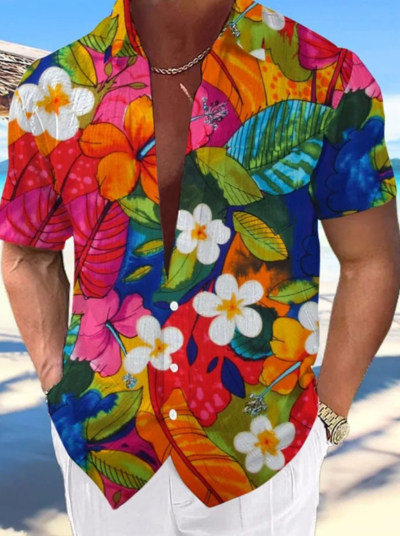 Camisa de cuello cubano impresa en 3D, tienda de fabricantes de hombres, estación independiente de verano de moda, patrón de venta caliente, ropa de hombre de playa hawaiana