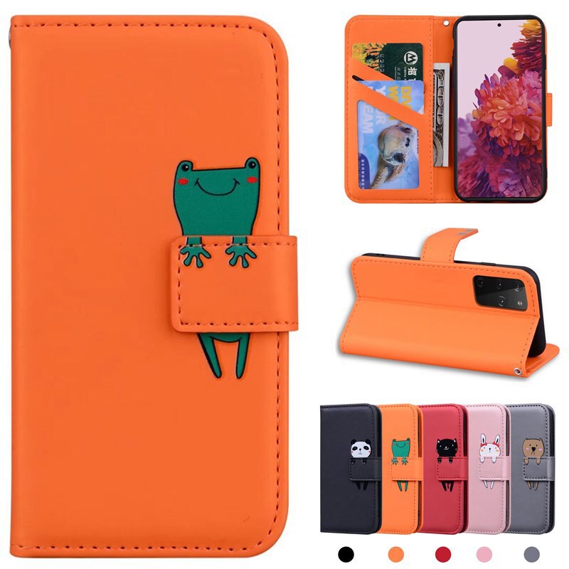 For Samsung S25ultra Phone Leather Case S24FE Cartoon Cute S24 Card Holder Protective Case A55 Case