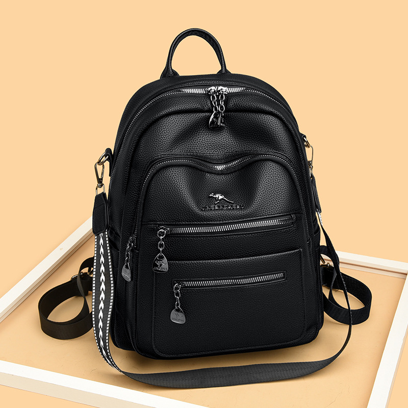 Textura transfronteriza mochila de cuero suave, mochila de mujer, 2026 nueva moda, ocio, moda, mochila multipropósito.