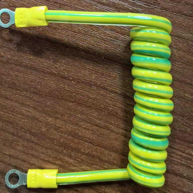 厂家1-20平方TPU PVC黄绿双色弹簧线PUR接地线单芯弹簧线电源线