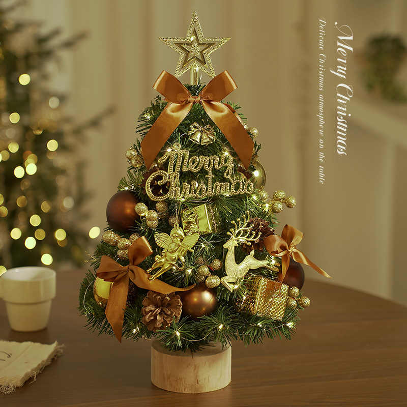 Nuevo mini árbol de Navidad transfronterizo árbol de Navidad árbol de escritorio con iluminación artificial simulación pequeña diy