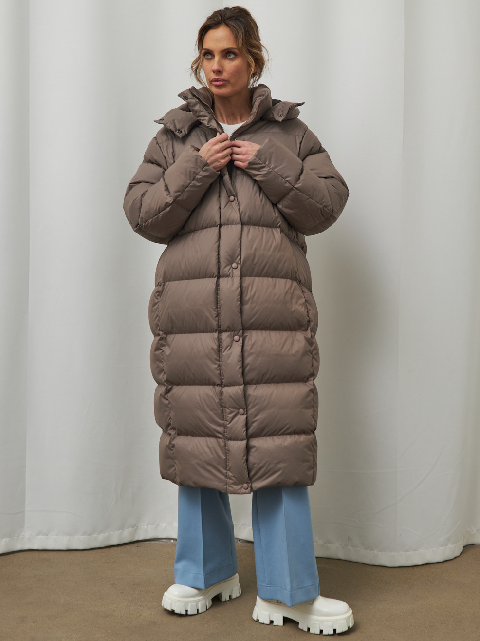 Dames lange donsjas met capuchon warme winterjas_voghion.com