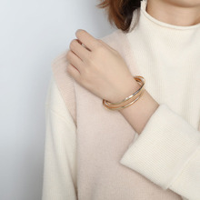 韩版男女款镂空金属网状开口手环手镯可调节个性小众玫瑰金镀银