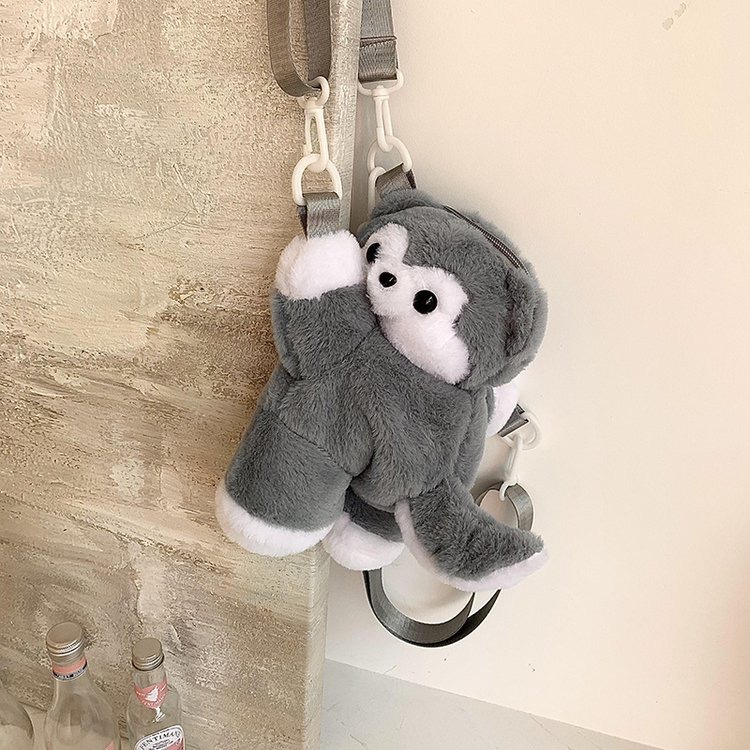 612g Weight Nylon Lining Material Zipper Closure Type Double Shoulder Straps Strap Type Casual, Shopping Occasion Plush Material Women's Backpack Backpack little bear, Dog, Sheep Pattern All Seasons Season Women's Gender Cute Style Cylindrical Shape Little Bear Dog Sheep Casual Shopping Women's Backpack 21