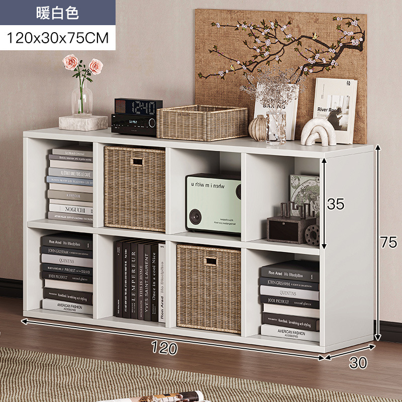 Estantería Estante de piso a techo Estante para libros simple Gabinete a cuadros para el hogar Gabinete de ocho compartimentos Sala de estar Gabinete corto Gabinete de almacenamiento Gabinete de almacenamiento