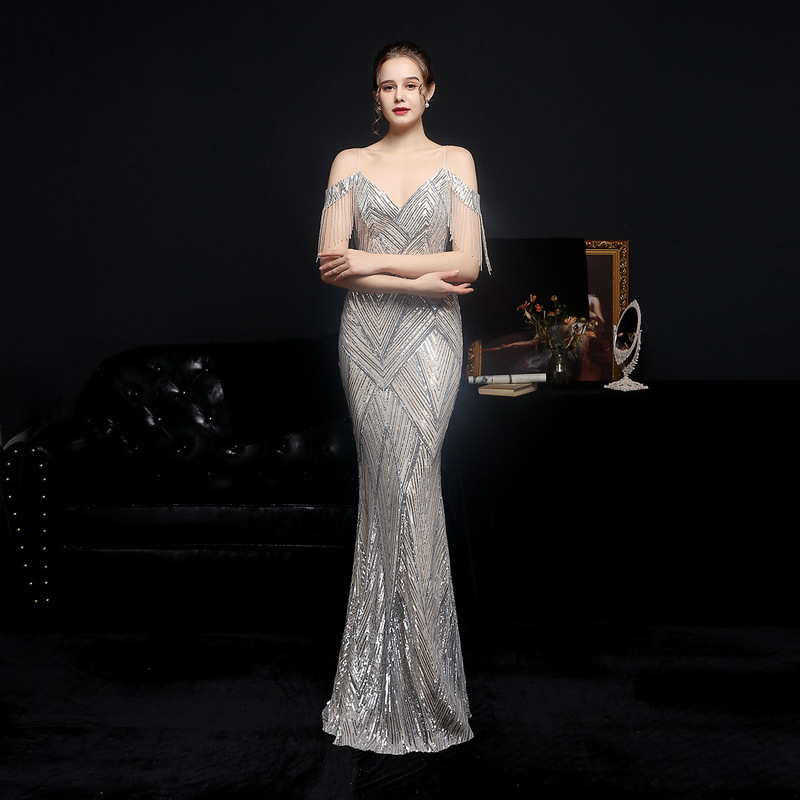 18581 # 2021 New Sequin Mermaid Long Dress Performance Internet Celebrity Event Banquet Car Model Etiquette Evening Dress 18581 # 2021 New Sequin Mermaid Long Dress Performance Internet Celebrity Event Banquet Car Model Etiquette Evening Dress