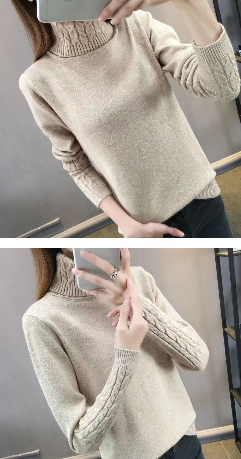 Women's Wool High Neck Fashion Sweater - Wine Red Color - Lifestyle Image HS:6110301500 Age:Adult Gender:Female Origin:CN