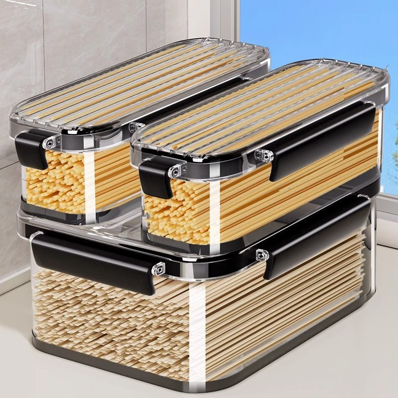 麺収納ケース長方形食品級冷蔵庫キッチン密封缶新鮮保持ケース雑穀入れパスタそうめんバケツ|undefined