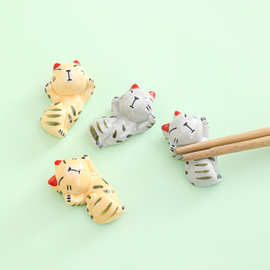 【ZAKKA日式陶瓷招财萌猫筷子架筷子托摆件