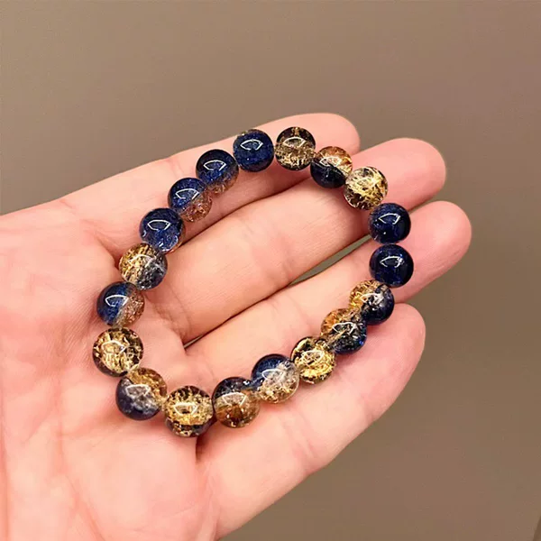 New Jade Crushed Popcorn Crystal Bracelet Female Wrap Finger Soft Two-color Gradient Glass Bead Bracelet Student Little Red Riding Book Same Style