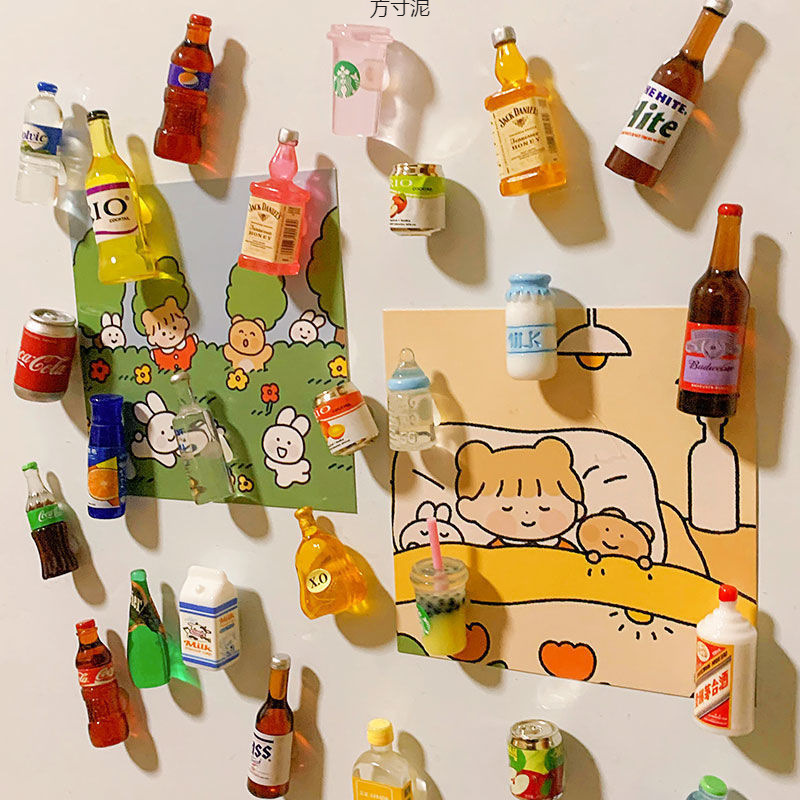 미니 맥주 병 자석 냉장고 스티커 장식 마그네틱 포스트 음료 병 마그네틱 포스트 장식 냉장고 마그네틱 스티커 철 빨판