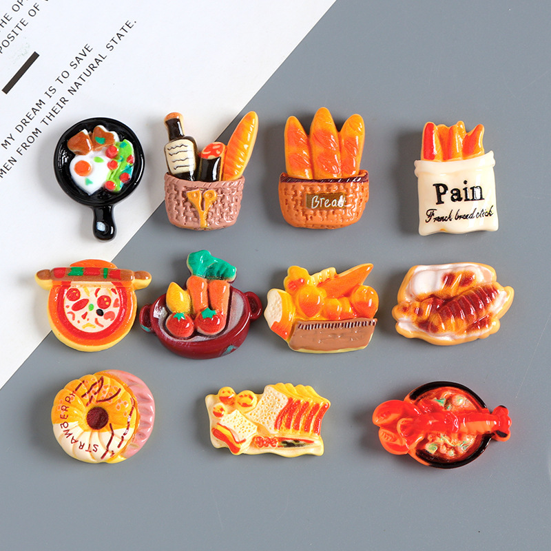ミニチュアシミュレーション洋食おもちゃパン樹脂アクセサリー diy クリーム接着剤冷蔵庫マグネットヘアピン水カップパッチ素材|undefined