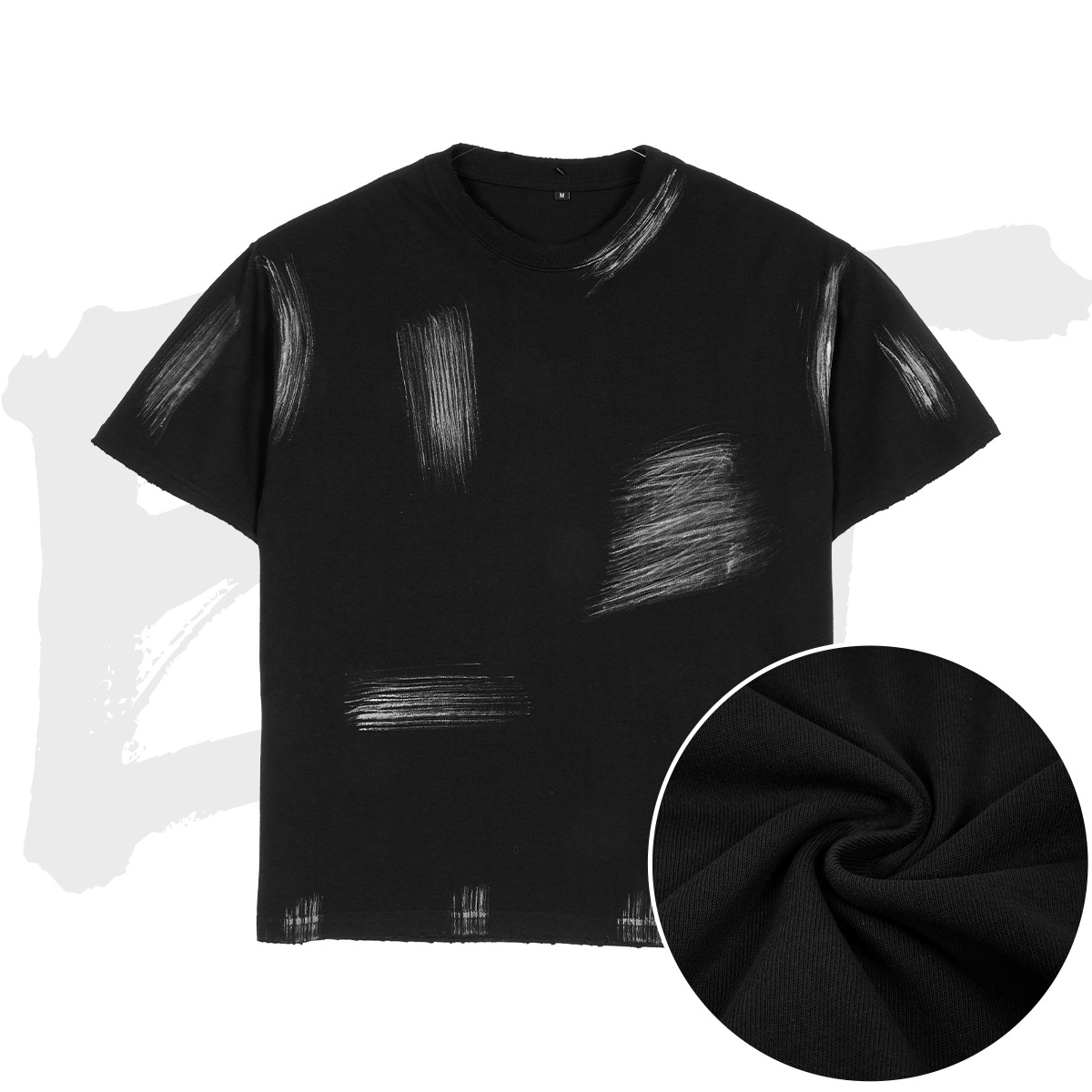 Características personalizadas lavado con agua camiseta de hombre retro camiseta de algodón suelto de alta calidad moda desgastado color de cepillo manual T de manga corta