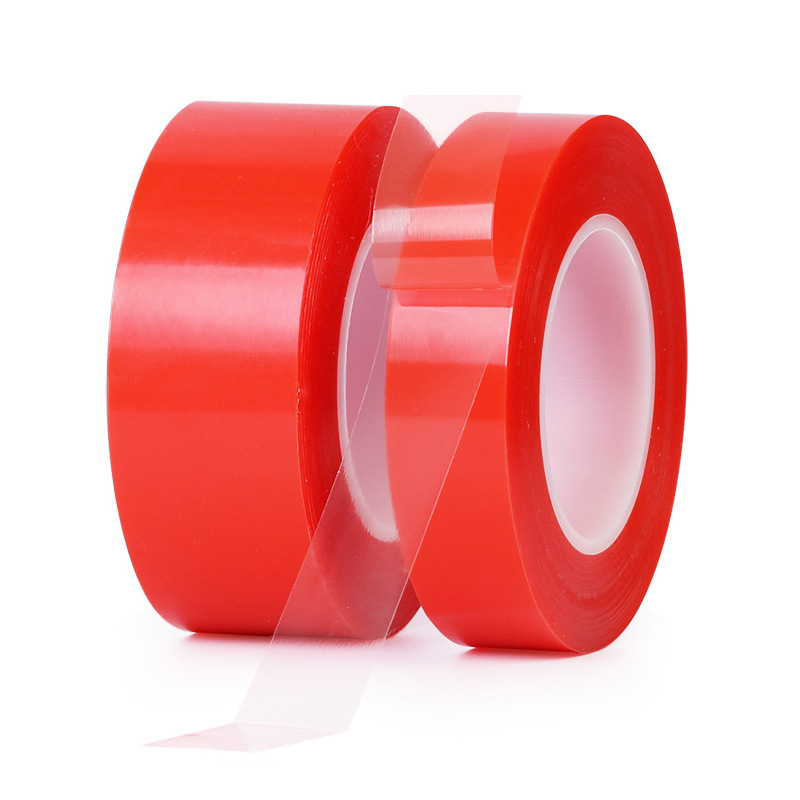 película roja PET ultra delgada transparente fuerte adhesivo de doble cara 0.2 espesor sin marcas impermeable placa de identificación resistente a altas temperaturas cinta adhesiva de mantenimiento de teléfonos móviles