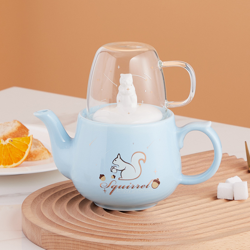 Ins solo juego de té cerámica ardilla Amazon Comercio exterior oferta especial puede agregar logotipo una olla taza regalo