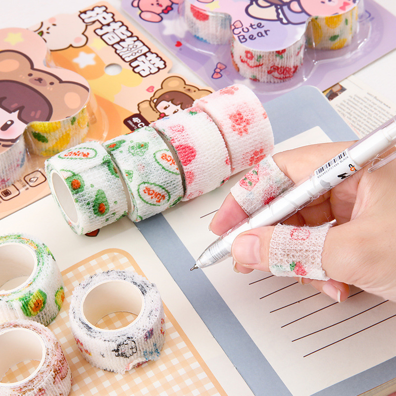 Bandaje de protección de dedos con tarjeta de succión de cuatro agujeros colgantes para escritura anti-desgaste, vendaje de protección de manos autoadhesivo para escritura y protección de dedos.