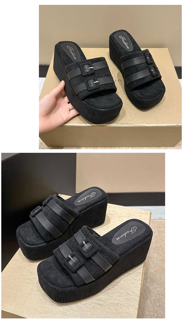 Wedge slippers for women's outer wear 2024 summer new belt buckle Internet celebrity versatile non-slip thick sole slip-on large size wholesale_voghion.com