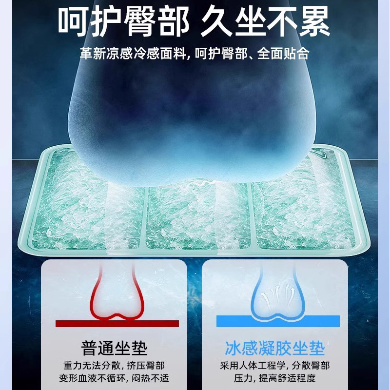 Cojín de hielo de verano Cojín de asiento de oficina Cojín de trasero de estudiante Cojín de agua Silla de coche Sofá Cojín de enfriamiento de hielo Verano sin inyección de agua para enfriar