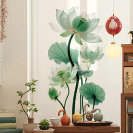 植物花朵背景墙贴画卧室床头荷花可移除墙贴画客厅墙壁画贴 48006