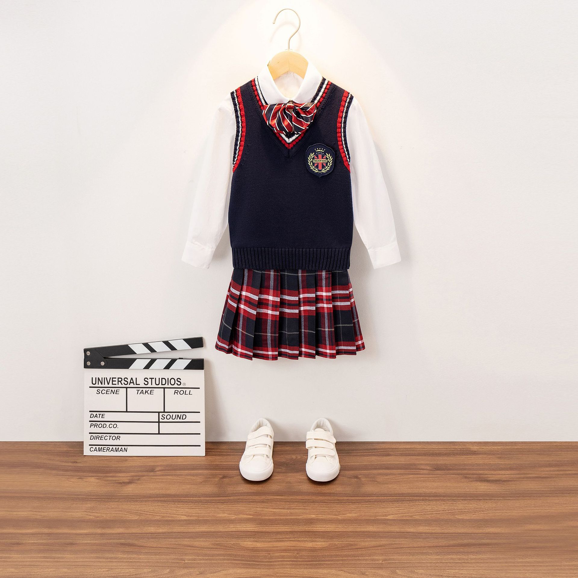 Día de Año Nuevo niños y niñas de Kindergarten uniforme escolar uniforme de clase infantil coro británico rendimiento traje de estudiante de escuela primaria