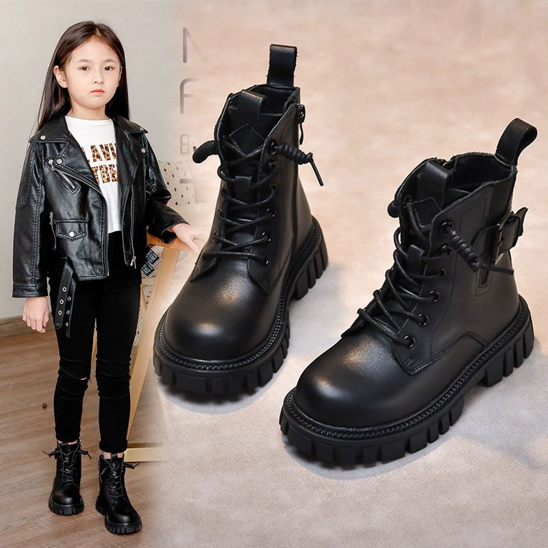 Girls Martin Boots 2025 Autumn and Winter Foreign Trade Children's Short Boots Girl's Boots Black Leather Boots Children's Boots Girl